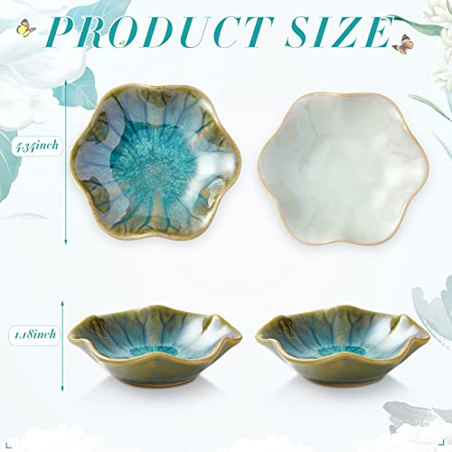 Meekoo Lotus Leaf Ceramic Jewelry Dish - Green Ring Holder Tray (2 Pack)