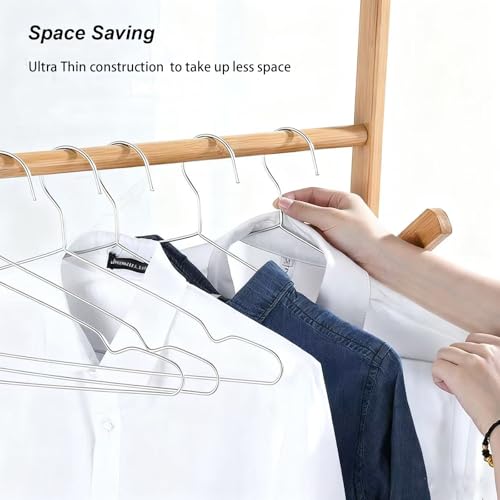 KYHYFJMD 10 Pack Heavy Duty Stainless Steel Wire Hangers, 16.5 Inch Clothes Storage