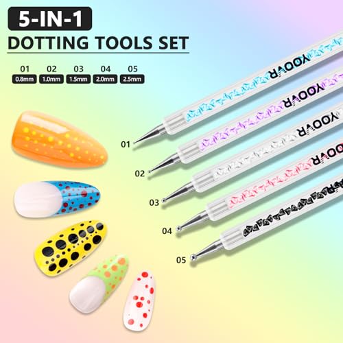 YOOVR 10-Piece Nail Art Brush and Dotting Tool Set for Gel Polish