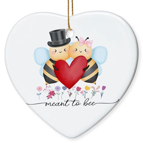 Meant To Bee Couples Christmas Ornament - Heart Gift for Engagement & Wedding