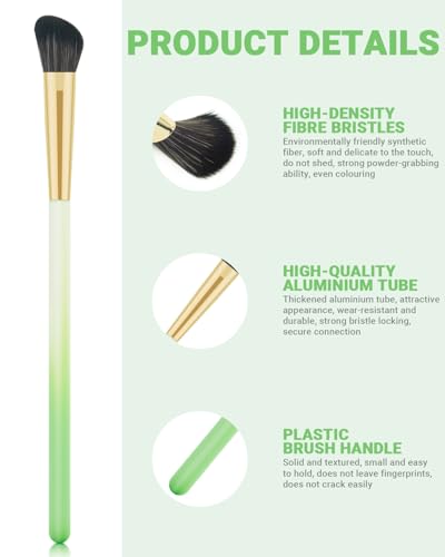 NBPF Eye Makeup Brush Set 8 Pcs Synthetic with Puffs and Green Case