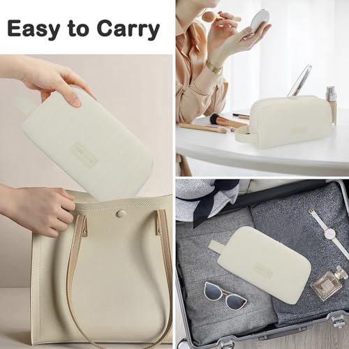 JINSI Large Corduroy Makeup Bag, Travel Toiletry Organizer Pouch