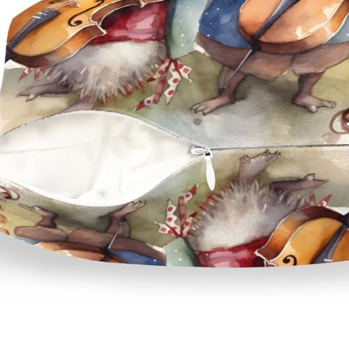 Musical Hedgehogs Throw Pillow Cover - 18x18 Inch Decorative Case