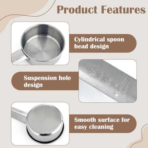 Clofiak 1/4 Cup Stainless Steel Measuring Scoops - 4 Piece Set