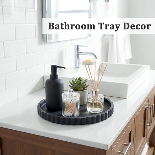 HighHerz 9-Inch Round Silicone Bathroom Tray - Modern Decorative Organizer