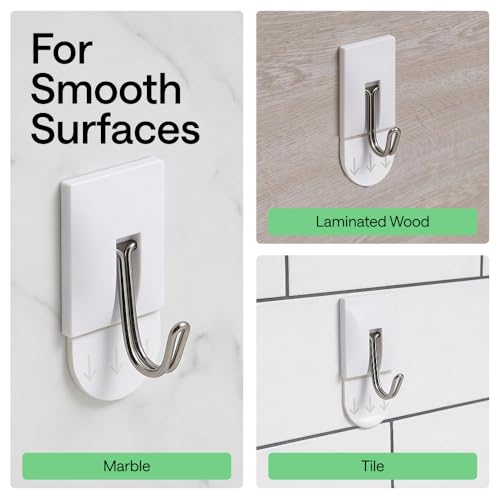 GORILLA GRIP Heavy Duty Adhesive Wall Hooks - 5 Pack, Damage-Free, No Tools Required