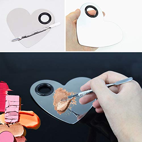 obmwang Stainless Steel Heart Shaped Makeup Palette and Spatula Set
