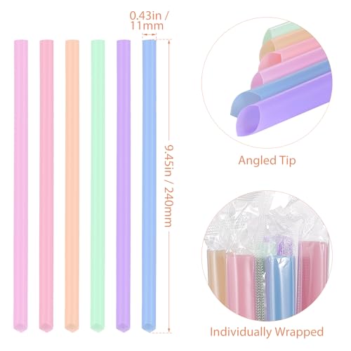 ONEYIM Individually Wrapped Pastel Jumbo Boba Straws - 9.45" Smoothie Straws