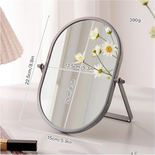 Numjeg Portable Silver Metal Makeup Mirror - 180° Rotation Vanity Mirror for Bedroom