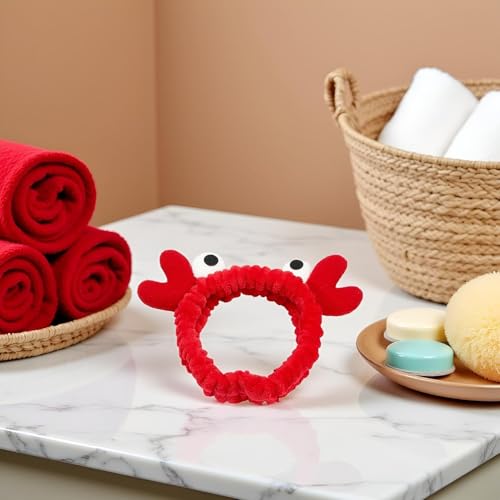 Red Crab Face Wash Headband Cute Soft Makeup Hair Band for Women Skincare