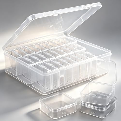 Moritic 30-Piece Clear Plastic Jewelry Organizer Cases, 2.17 x 2.17 inch