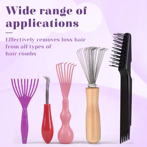 HJZHII 5-Piece Hairbrush Cleaner Tool Set - Hair Comb Maintenance and Dust Removal