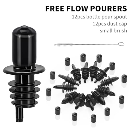 12 Pack Plastic Bottle Pourers with Dust Caps for Oil & Syrup