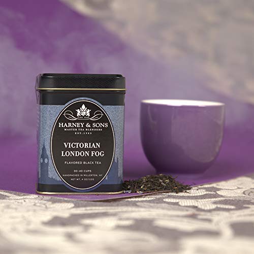 Harney & Sons Victorian London Fog Loose Leaf Tea Tin - 4 oz, Black & Oolong Blend with Bergamot, Lavender & Vanilla - Pack of 1