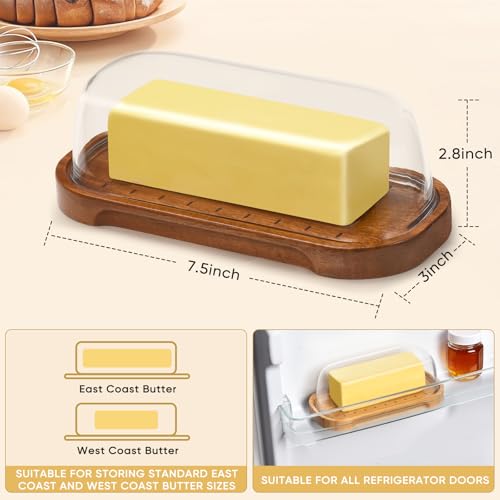 Bamboo Butter Dish with Lid - Food Grade Plastic, Easy Seal