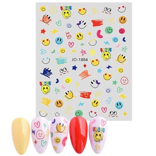 Cute Nail Stickers for Kids 6 Sheets Self Adhesive Decals Animals Fruits
