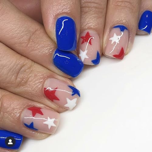 HOXIEYA 4th of July Patriotic Nail Stickers - 4 Sheets American Flag Design