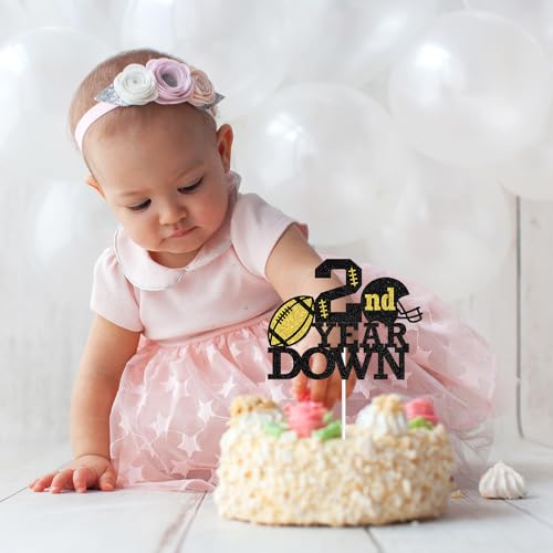 2nd Year Down Football Cake Topper - 2nd Birthday Party Decorations
