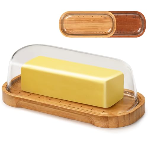 Bamboo Butter Dish with Lid - Food Grade Plastic, Easy Seal