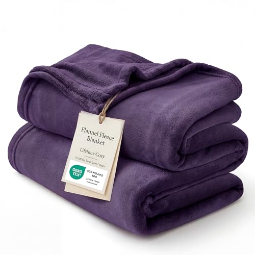 Bedsure Twin Fleece Blanket - Soft Plush Purple 300GSM
