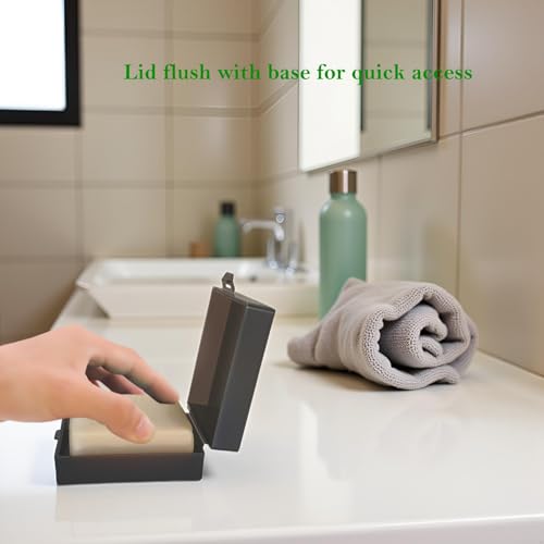 Travel Soap Dish with Lid - Transparent Black, Compact & Leak-Proof