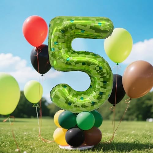 Giant Green Pixel Number 3 Balloon - 40 Inch Birthday Decoration