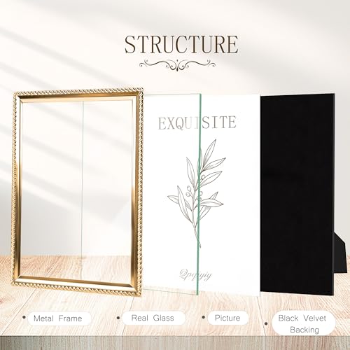 4x6 Gold Picture Frame with Real Glass - Elegant Home Decor