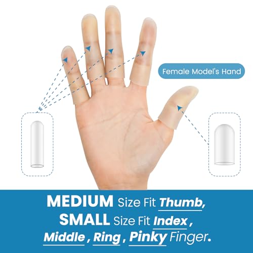 20Pcs Gel Finger Cots, Small Silicone Finger Protectors Sleeves, Fingertip Cover Caps to Heal Cracked, Eczema, Peeling, Hangnails, Corn, Calluses