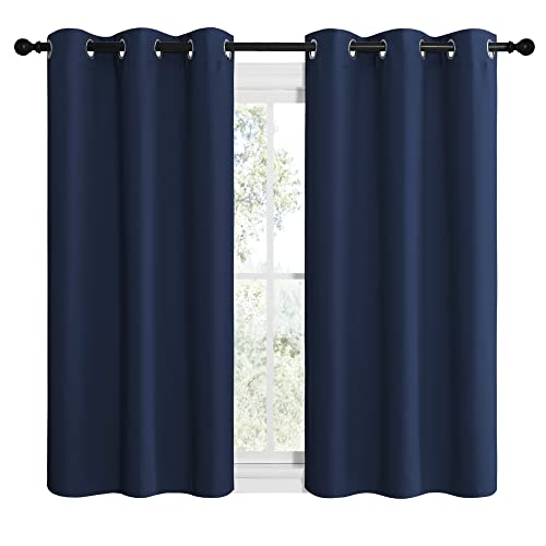 NICETOWN Navy Blackout Curtains - 42"W x 50"L Thermal Insulated Grommet Set