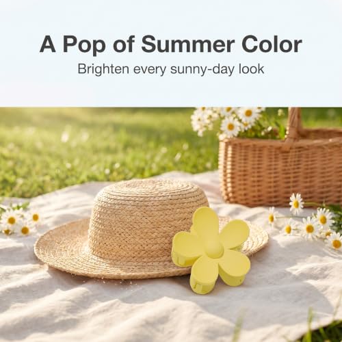 BWESOO Yellow Flower Hair Claw Clip - Non-Slip Plastic Jaw Clip