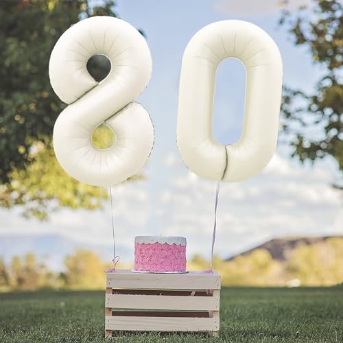 40-Inch Cream White Number 10 Foil Balloons for Celebrations