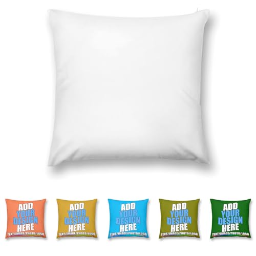 Customizable Text & Image Pillow Case - 18x18in Solid White