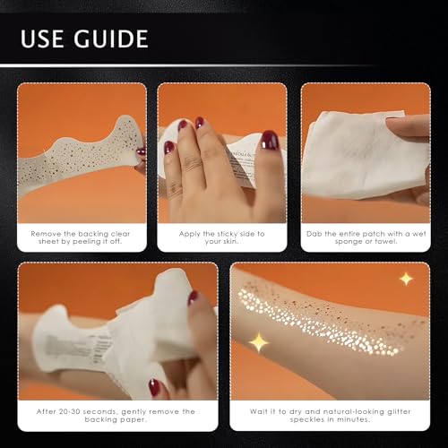 Sintario Gold Glitter Freckles Face Tattoo 12 Pcs Waterproof Makeup