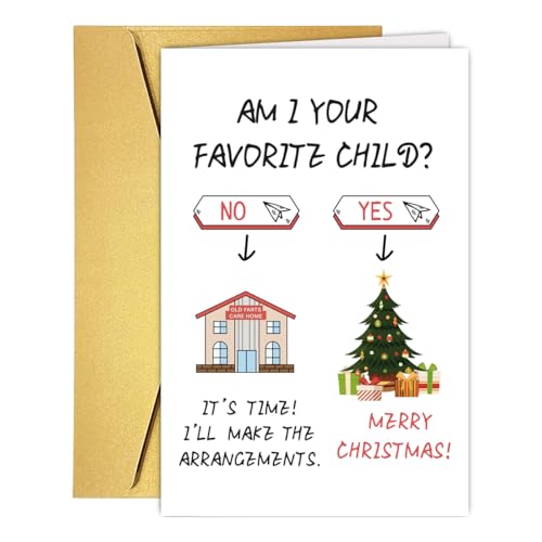 Funny Christmas Card for Parents - Blank Inside, Luxury Quality