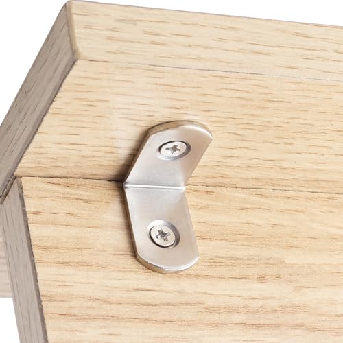 1x1 Inch L-Brackets 90-Degree Corner Braces for Wood Shelves (16 Pack)