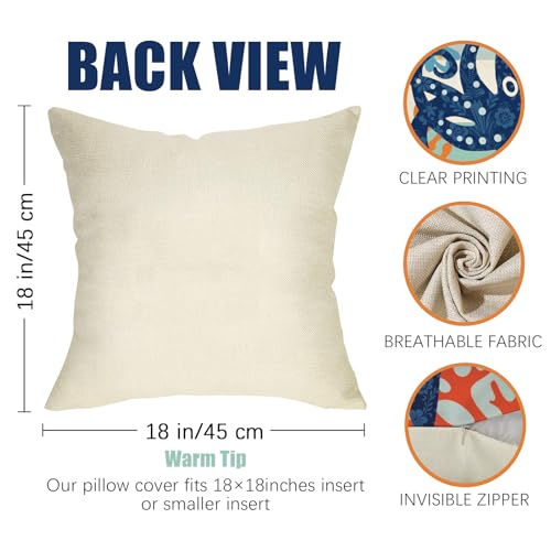 Fahrendom Under The Sea Throw Pillow Covers, 18x18 Marine Life, Set of 4