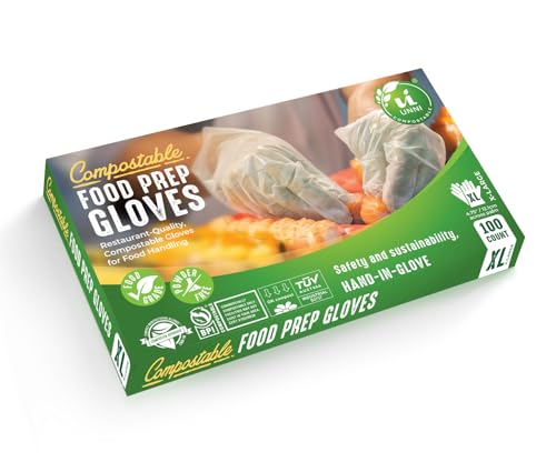 UNNI Compostable Food Prep Gloves - Large, 100 Count - Eco-Friendly