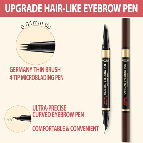 LAVONE 2-in-1 Waterproof Microblading Eyebrow Pen & Precise Brow Pencil Blonde