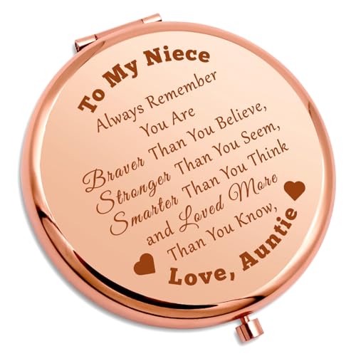 Niece Compact Mirror - Inspirational Makeup Gift for Niece from Aunt