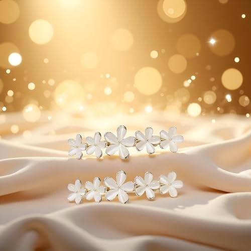 Gold Flower Opal Hair Clips 2-Piece Sparkly Wedding Barrettes