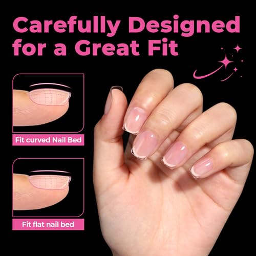 UNA GELLA Extra Short Square Gel Nail Tips - 216 Pcs Clear Full Cover