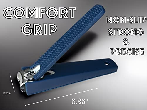 ALAZCO Large Nail Clipper with Non-Slip Grip & Removable Catcher