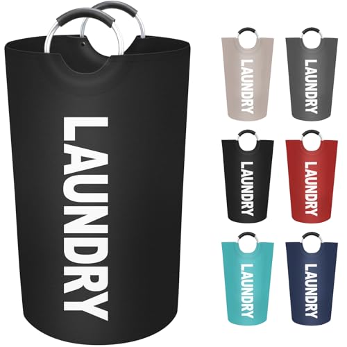 90L Waterproof Collapsible Laundry Hamper with Foam Handles - Black