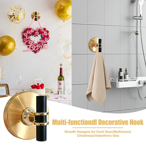 Gold & Black No Drill Suction Cup Hooks - 2 Pack 304 Stainless Steel