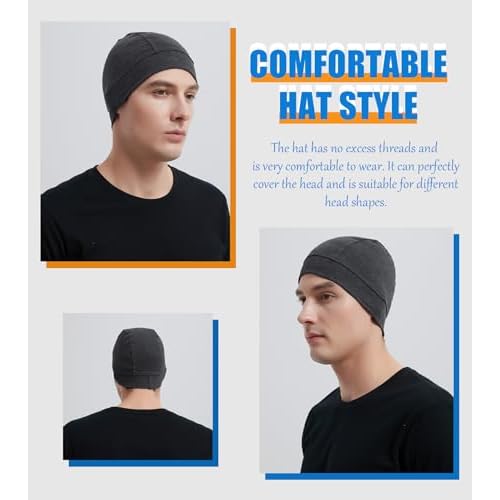 3 Pieces Cotton Skull Caps for Men Women Beanie Chemo Headwear Riding Helmet Liner Running Sleeping Hats