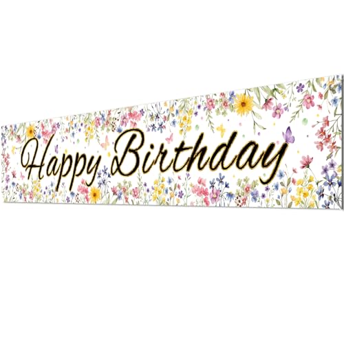 Letjolt Happy Birthday Banner - 6Ft Floral Wildflower Party Decoration