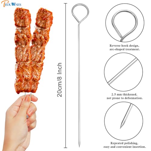 20-Piece 8-Inch Stainless Steel BBQ Skewers Set with Storage Box