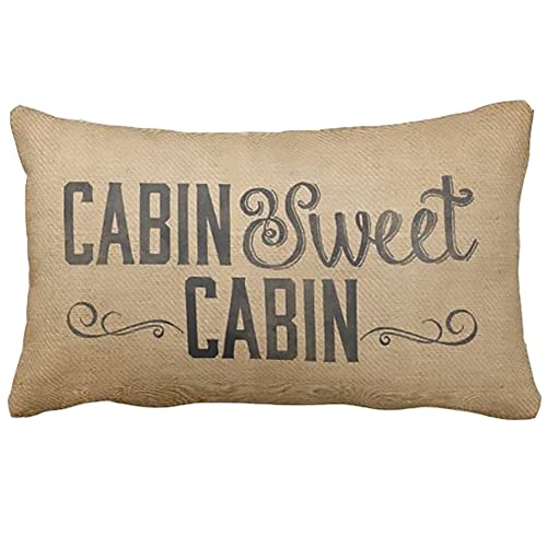 Vintage Cabin Sweet Cabin Lumbar Pillow Cover - 12"x20"