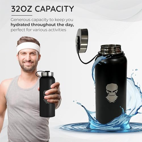 32oz Insulated Stainless Steel Water Bottle - Leakproof Travel Drink Flask