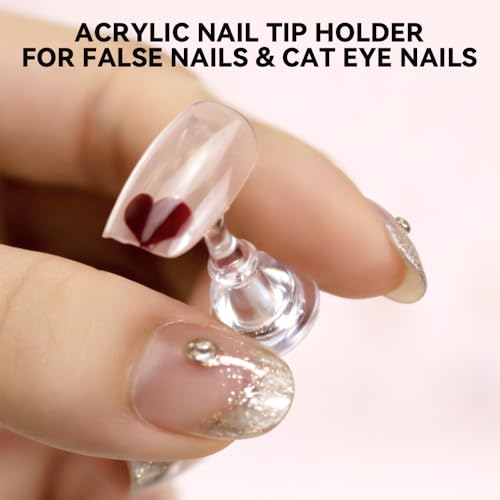 ESUOHYM Press On Nail Stand and Holder Set with Magnetic Tips and Sticky Tabs